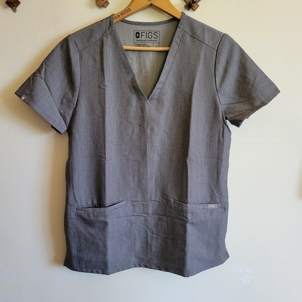 Figs Technical Collection Short Sleeve Scrub Top Gray Small